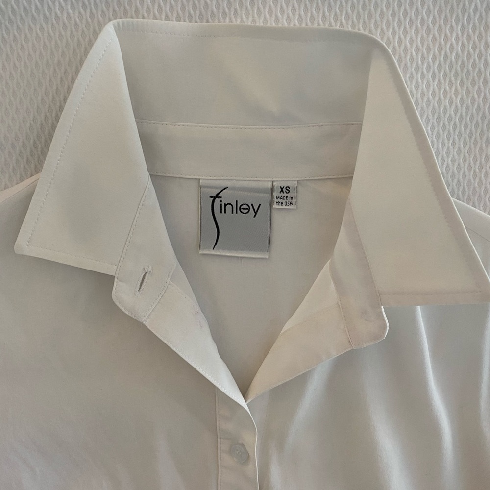 white blouse with fun ruffle sleeves by FINLEY